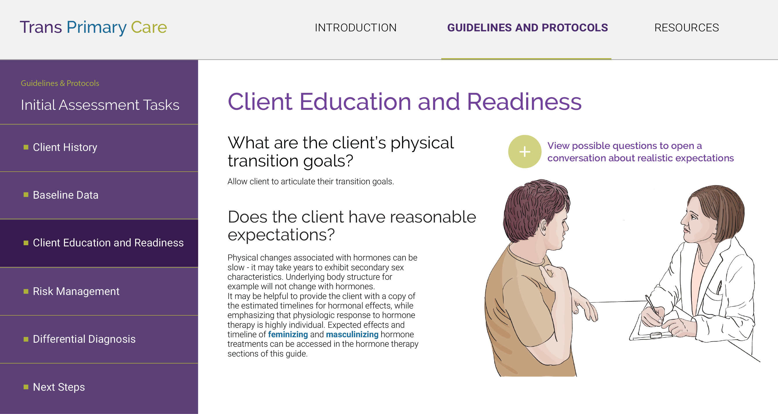 Image of desktop design of trans primary care website homepage
